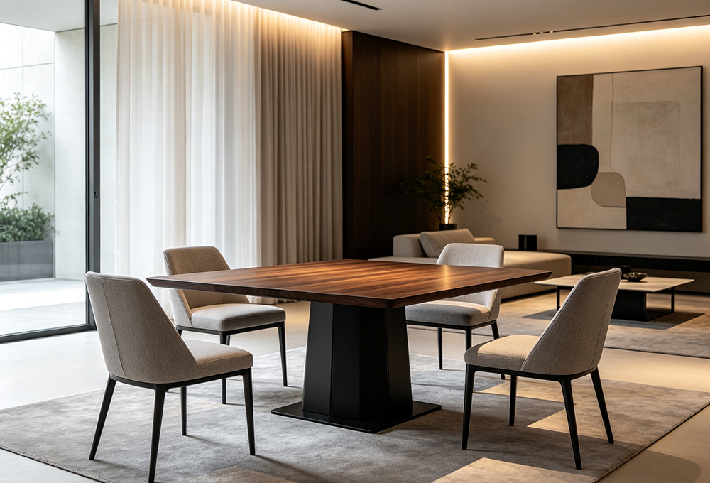 Dark Wood Modern Dining Table