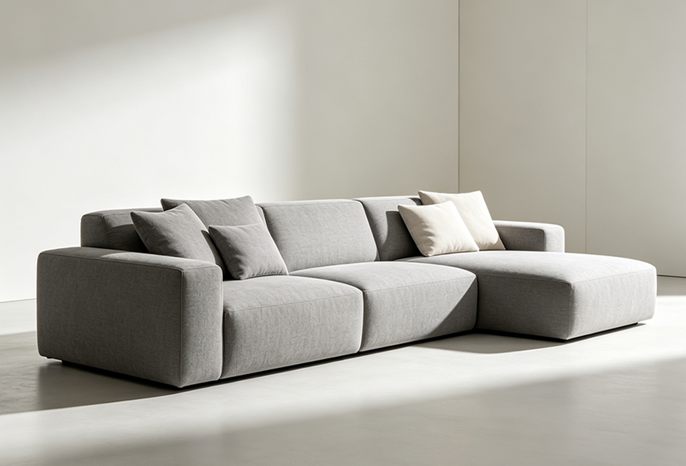 Grey Fabric Sectional Sofa