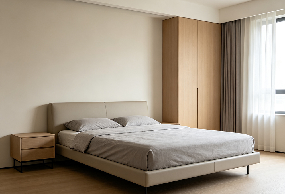 minimalist leather bed
