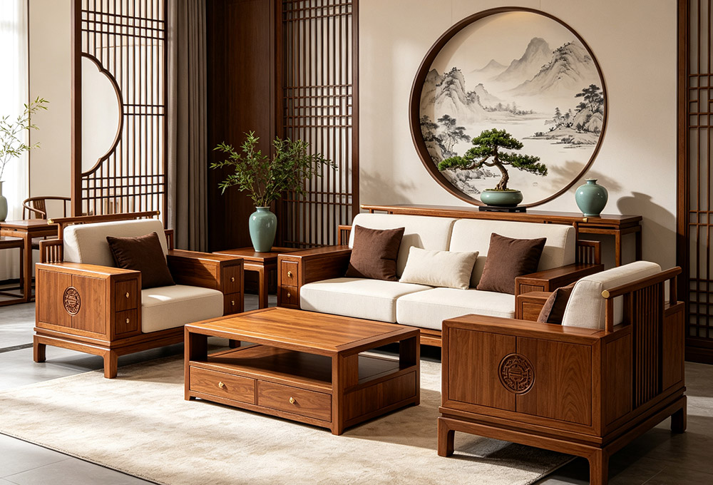 Chinese solid wood sofa set