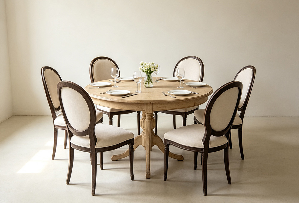 Retro round dining table set