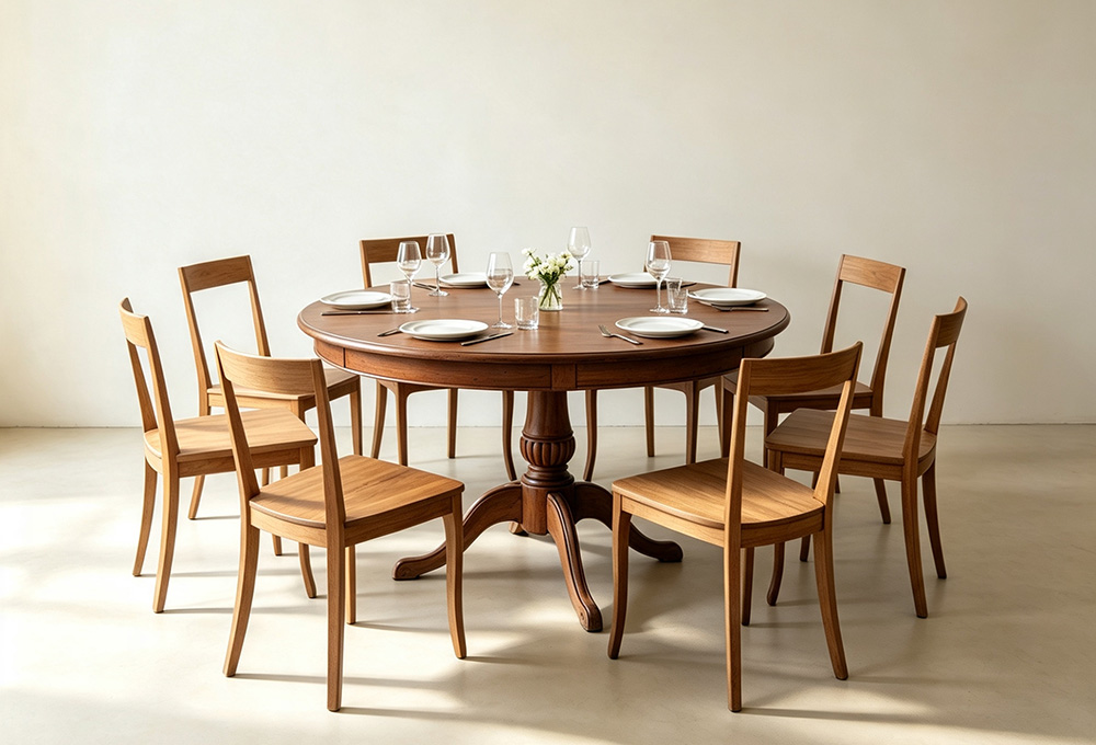 Wooden French round dining table
