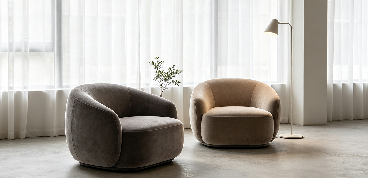 Soft fabric accent chairs