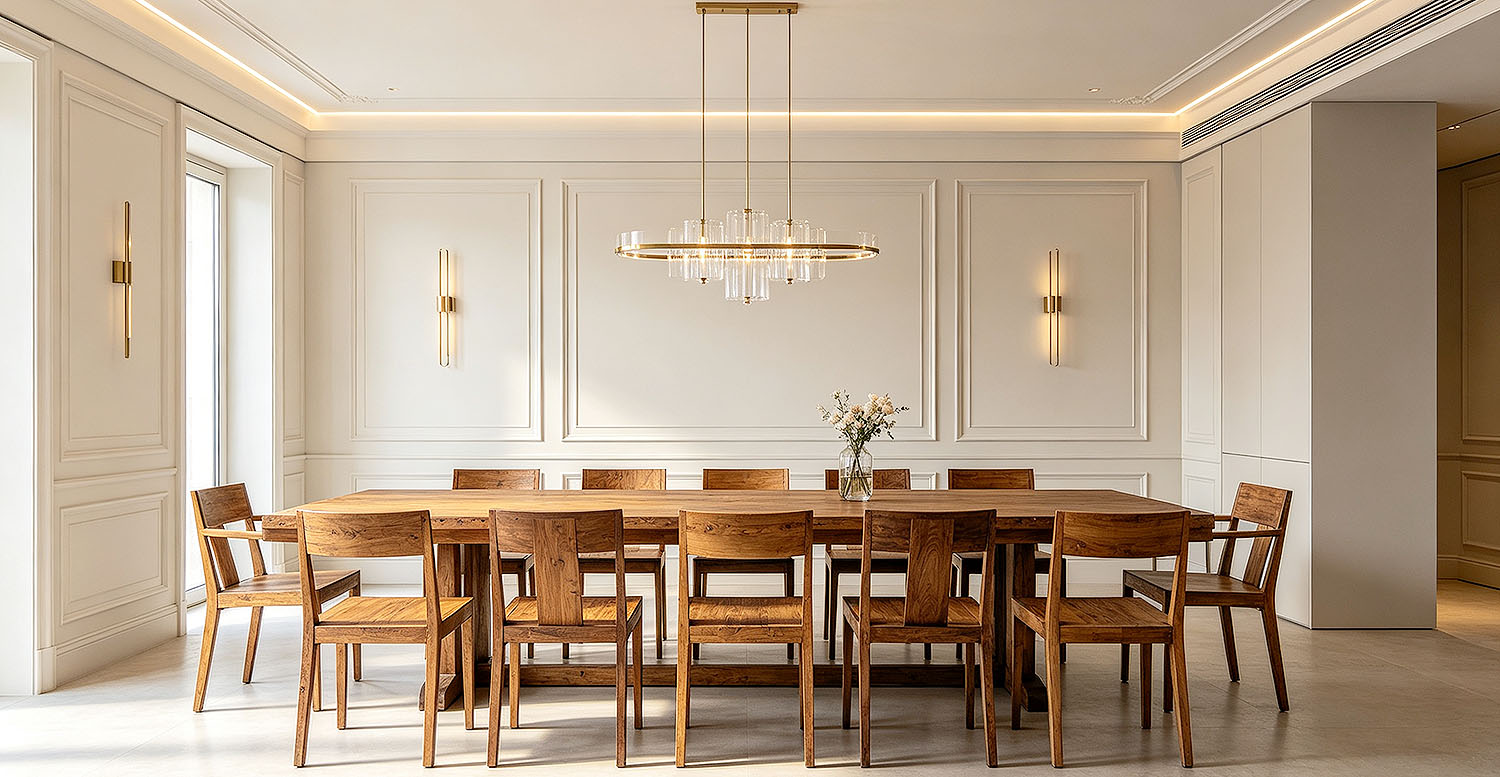 Large Oak Wood Dining Table