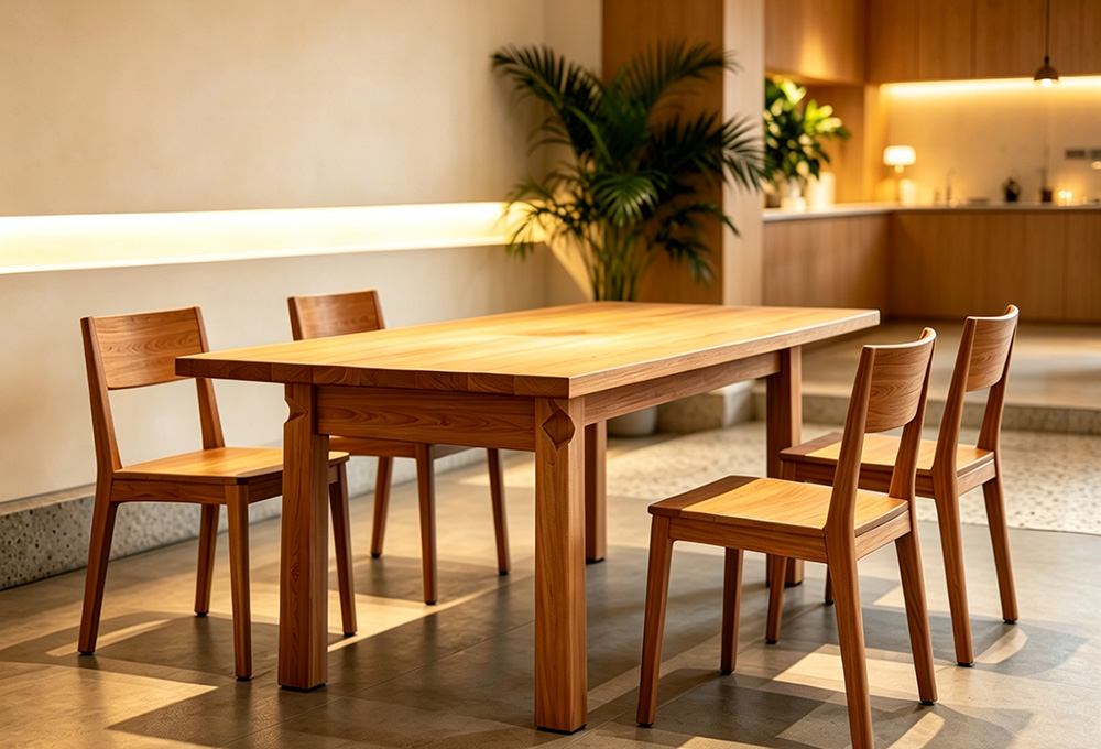 Four‑Seater Wooden Dining Table