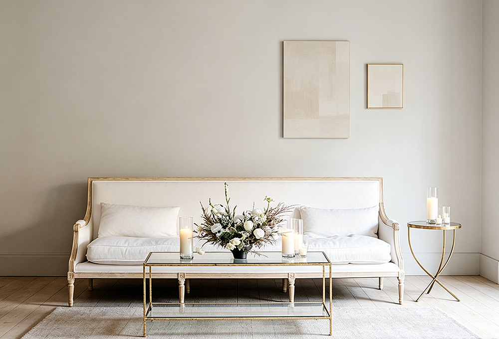 Elegant vintage wooden sofa