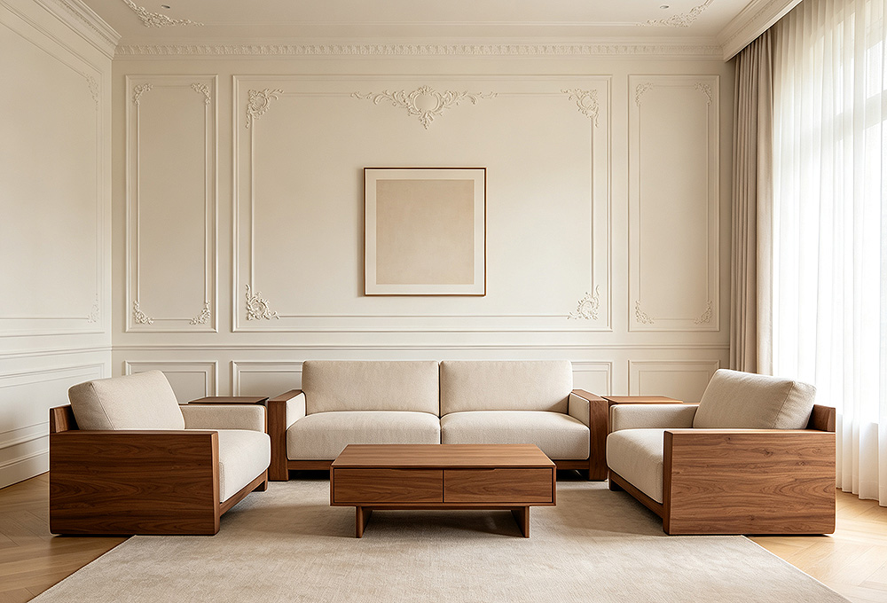 Modern solid wood sofa suite