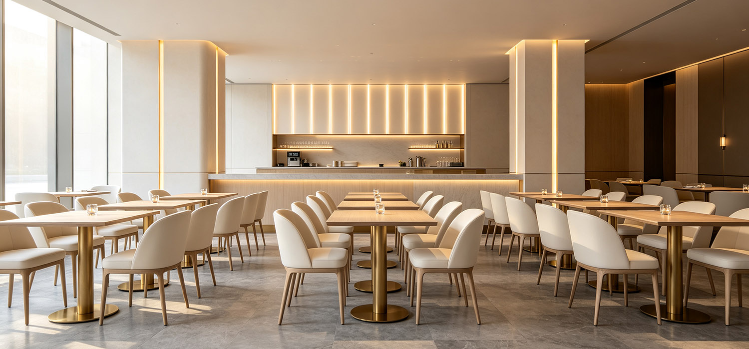 Modern commercial restaurant dining tables