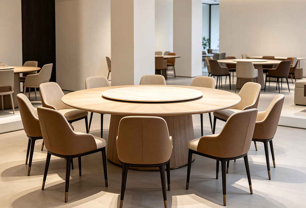 Round solid wood restaurant table