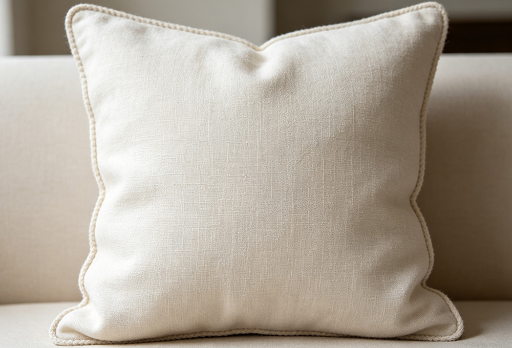 Neutral linen throw cushion