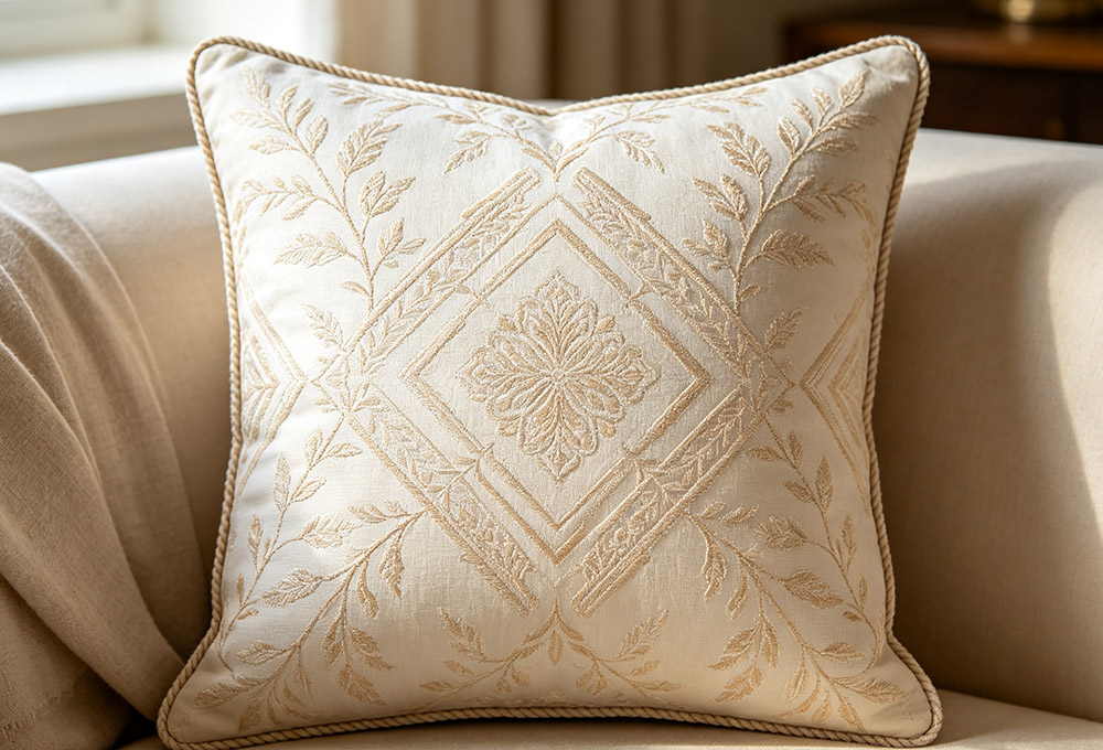 Embroidered decorative cushion