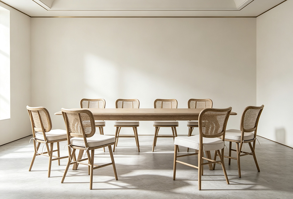 Hamptons long wooden dining table