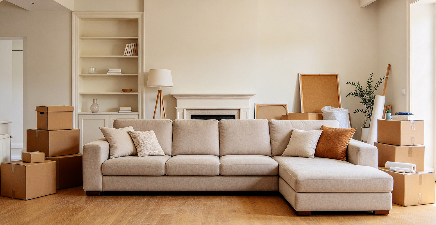 Moving sofa in living room
