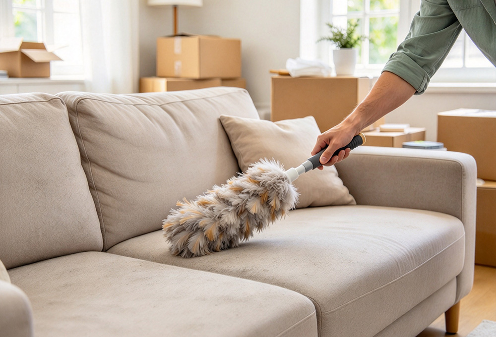 Clean sofa before moving